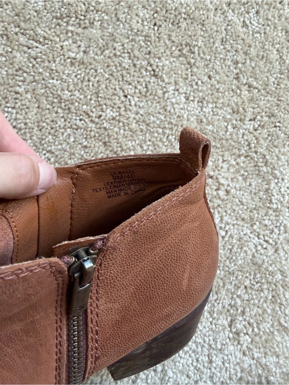 Lucky Brand Cognac Brown Leather Ankle Booties with Side Zip - Picture 6 of 6